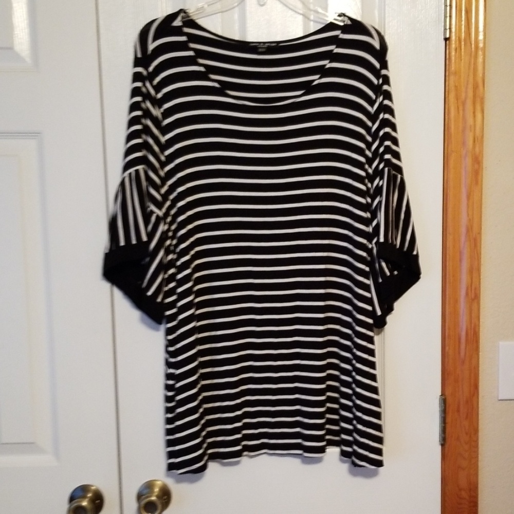 Cable & Gauge 3XL Striped Blouse